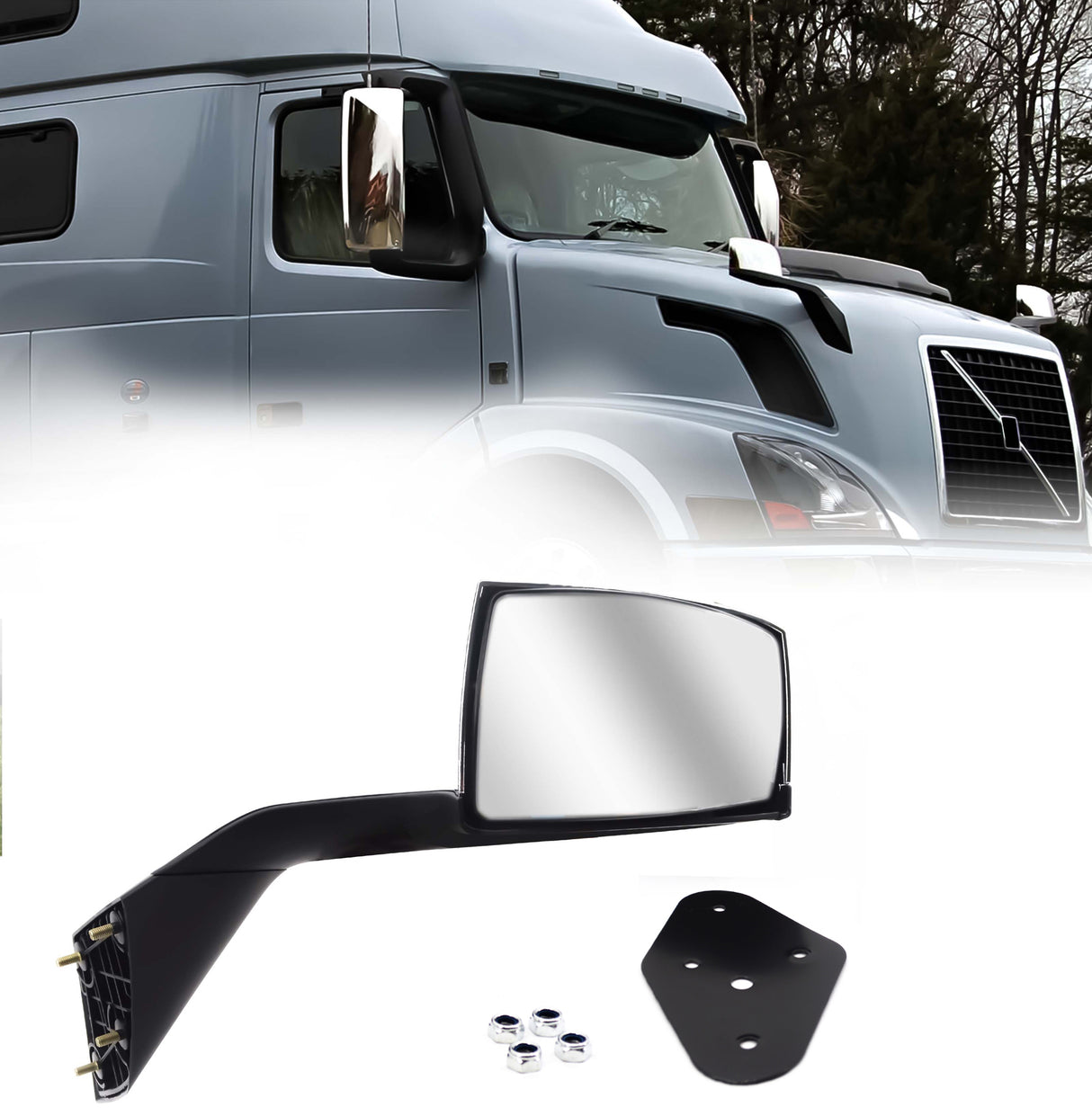 TORQUE Chrome Hood Mirror for 2004 - 2017 Volvo VNL