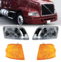 Headlight with Turn Signal Set for 1996-2017 Volvo Semi Trucks | Replacement Volvo 8082040 8080852 8140049 Aftermarketus Headlights