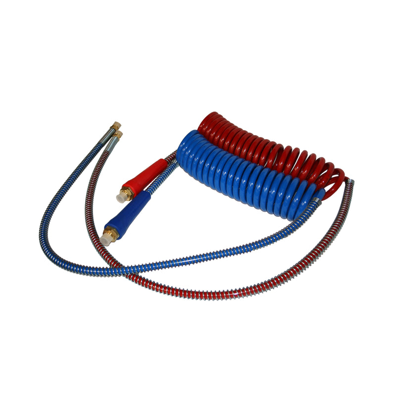 15ft Red & Blue Coiled Air Hose Kit w/ Glad Hands - AFTERMARKETUS Torque ABS Cables