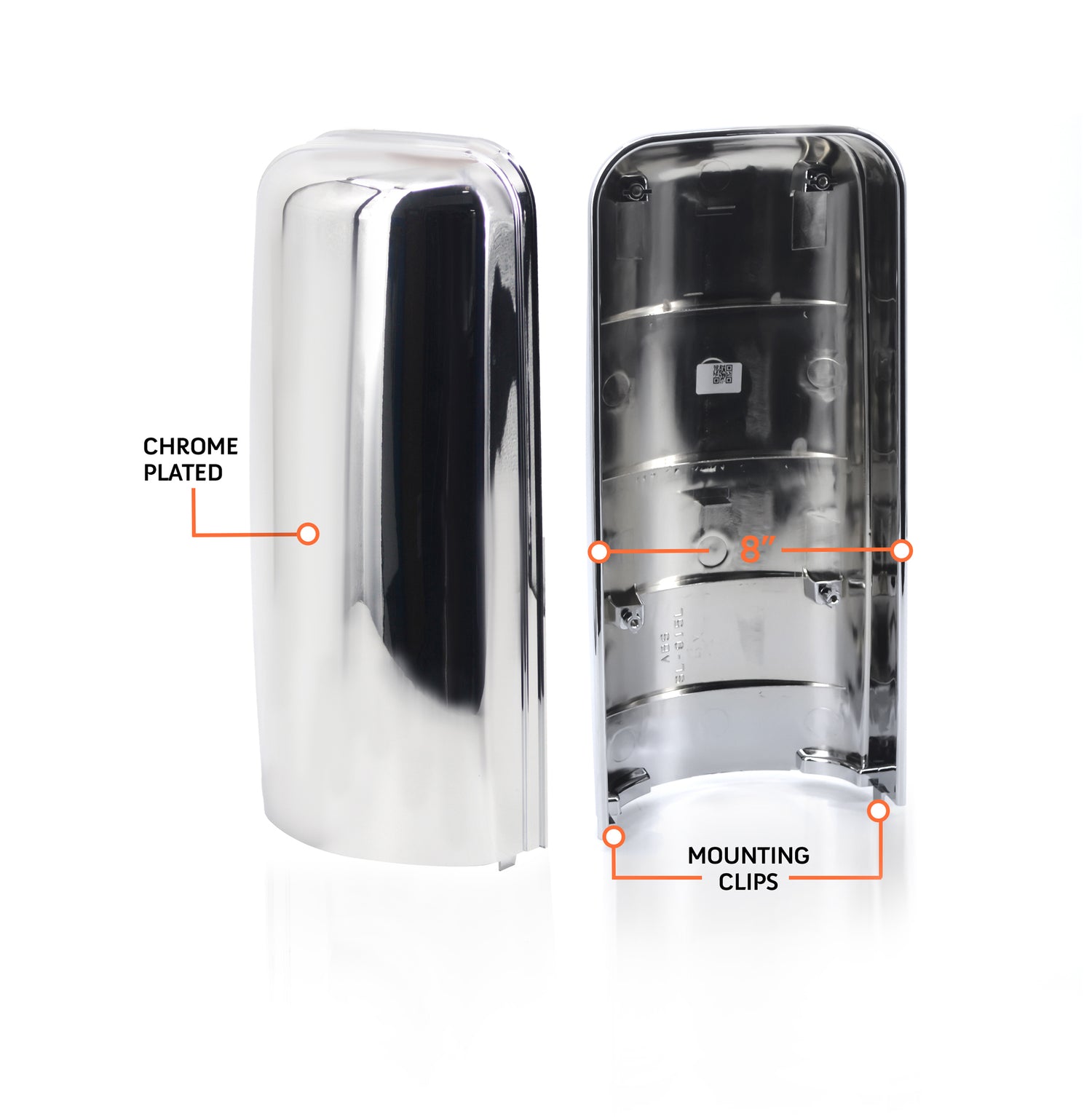 Door Side Mirror Cover for 2008-2015 Freightliner Cascadia | Replacement Freightliner TL28713 TL28712 | Chrome | Pair Aftermarketus Mirrors and Covers