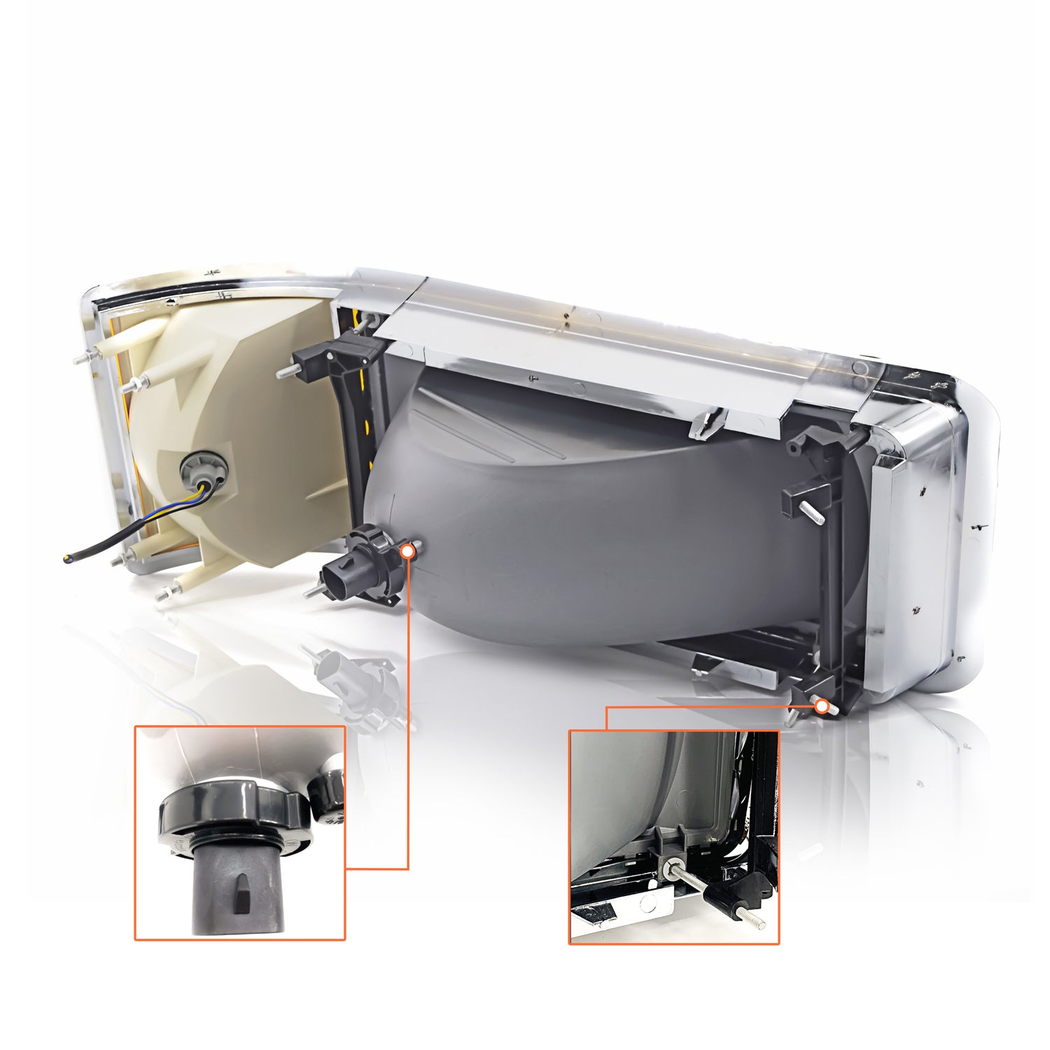 Headlight with Turn Signal for 1990-2007 Mack Semi Trucks | Replacement Mack 25154252 25163253 | Pair Aftermarketus Headlights