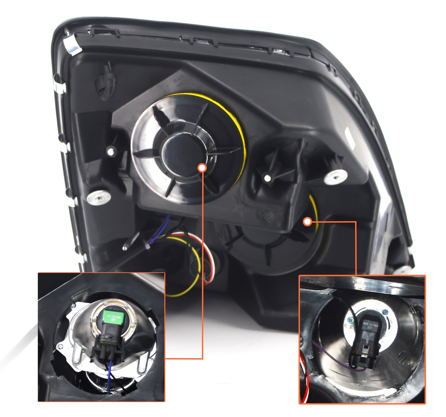 Headlight and Fog Light Set for 2004-2017 Volvo VNL | Replacement 20359834 20359833 20414612 20414613 | Pair Aftermarketus Headlights