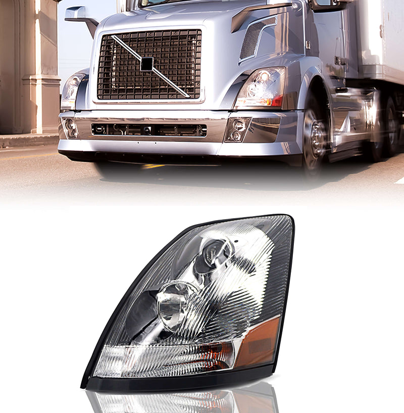 Chrome Headlight Driver Side w All Bulbs for 04-17 Volvo VNL