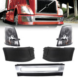 Complete Bumper Replacement with Headlights for 2004-2017 Volvo VNL Semi Trucks Aftermarketus Bumpers
