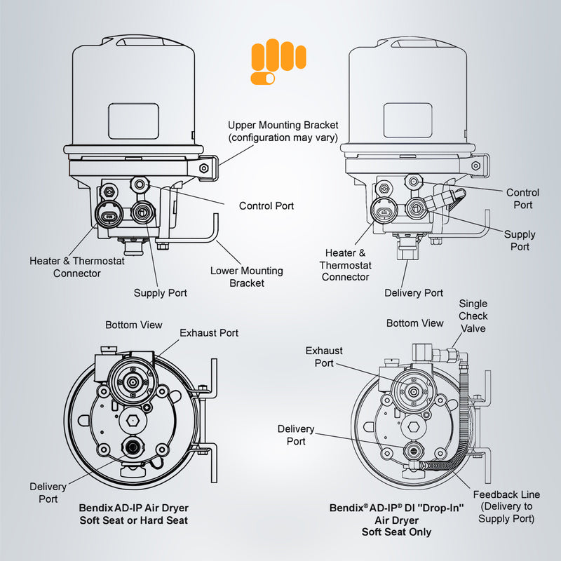TORQUE AD-IP Air Dryer Replaces Bendix 065612 Haldex 109477X