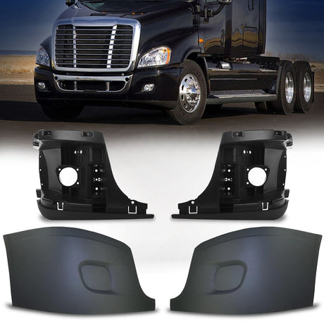 Complete Bumper Replacement with Reinforcement Supports for 2008-2017 Freightliner Cascadia | Pair Aftermarketus Bumpers