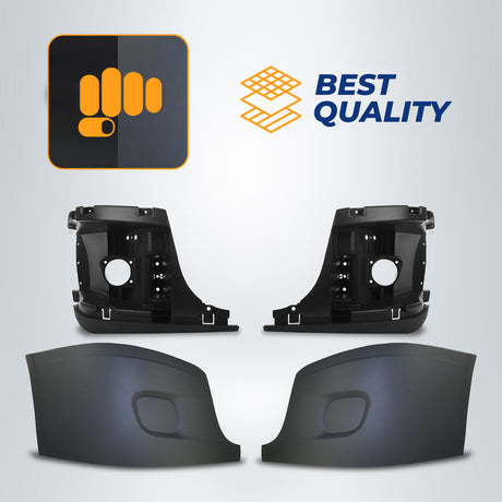 Complete Bumper Replacement with Reinforcement Supports for 2008-2017 Freightliner Cascadia | Pair Aftermarketus Bumpers