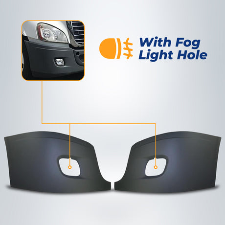 Bumper Cover Replacement (with Fog Light Hole) for 2008-2017 Freightliner | Pair Aftermarketus Bumpers