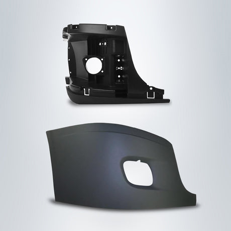 Corner Side Bumper with Reinforcement Support for 2008-2017 Freightliner Cascadia | with Fog Light Hole | Pair Aftermarketus Bumpers