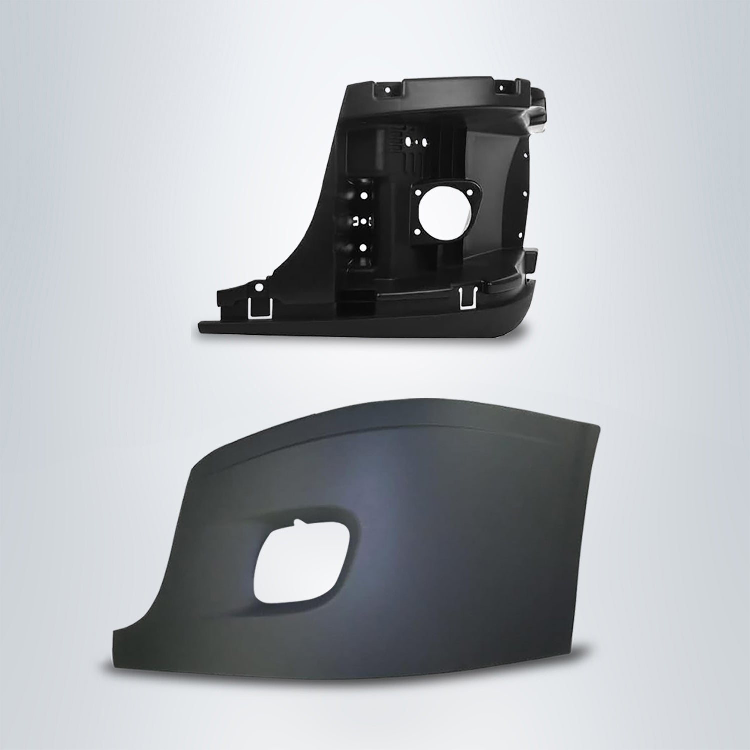 Corner Side Bumper with Reinforcement Support for 2008-2017 Freightliner Cascadia | with Fog Light Hole | Pair Aftermarketus Bumpers