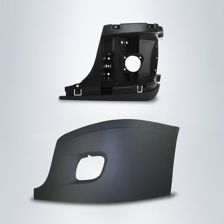 Corner Side Bumper with Reinforcement Support for 2008-2017 Freightliner Cascadia | with Fog Light Hole | Pair Aftermarketus Bumpers