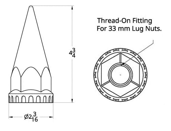 10 pcs of 33mm Spike Screw-on Lug Nut Covers for Semi Truck - AFTERMARKETUS Torque Wheel Axle Covers