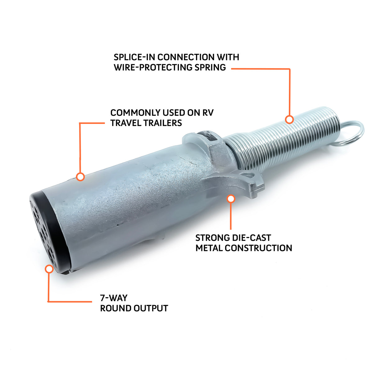 TORQUE 7 Pin Round Trailer Connector Wiring Socket Plug