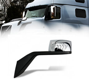 Hood Side Mirror Replacement for 2004-2017 Volvo VNL | LED Turn Signal | Chrome | Left Aftermarketus Mirrors and Covers