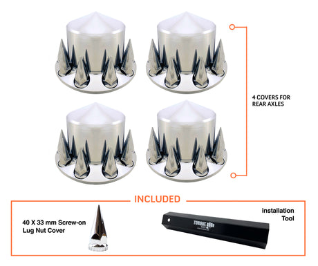 4 of Rear Axle Wheel Cover Spiked Lug Nut Cover for Trucks - AFTERMARKETUS Torque Wheel Axle Covers