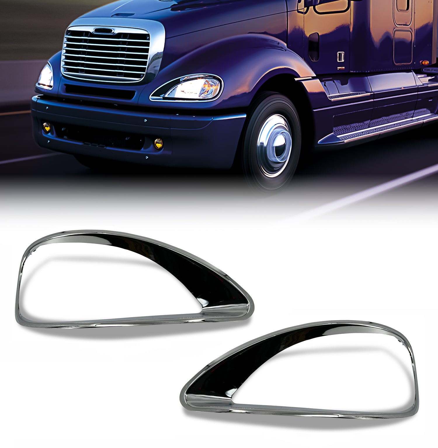 Headlight Bezel for 2001-2022 Freightliner Columbia Semi Trucks | Replacement Freightliner 04-32242-003 04-32242-002 | Chrome Aftermarketus Headlights