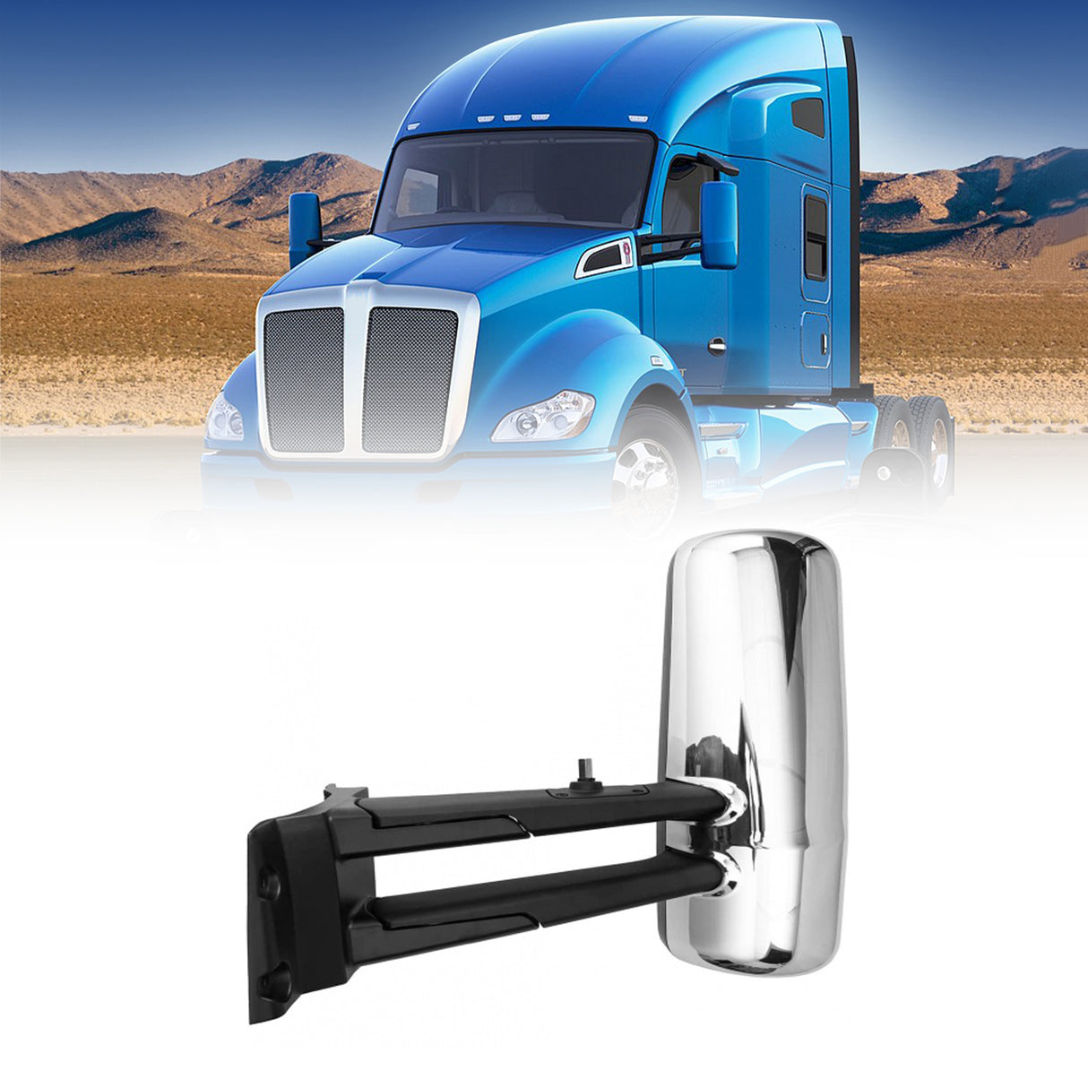 Door Mirror for Kenworth T680 T880 - Heated - Chrome - Left