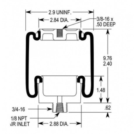 Cabin Air Spring Sleeve Style Replaces Kenworth 1102-0074 - AFTERMARKETUS Torque Cabin Air Springs