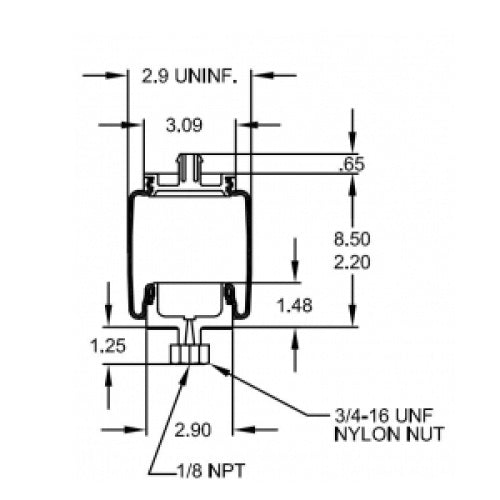 Sleeve Style Cab Air Spring Replaces Peterbilt R81-6002