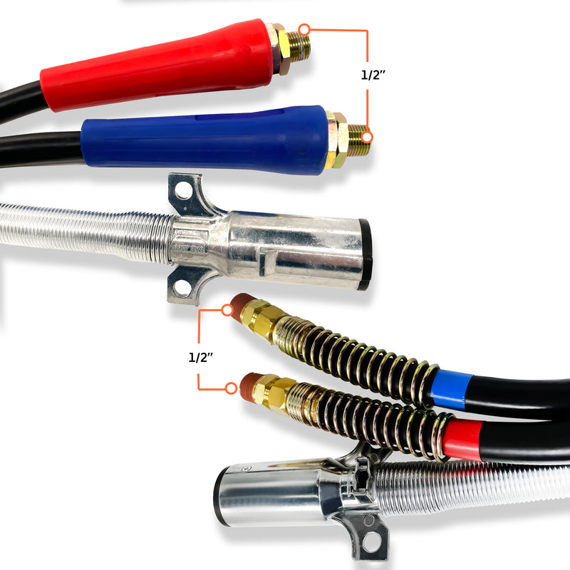 3in1 12ft ABS & Air Line Hose w/ Gladhands Handles Set - AFTERMARKETUS Torque ABS Cables