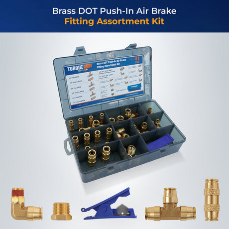 Brass DOT Push-in Air Brake Fitting Assortment Kit (41 pcs) - AFTERMARKETUS Torque Pick Up Convoluted Air Springs