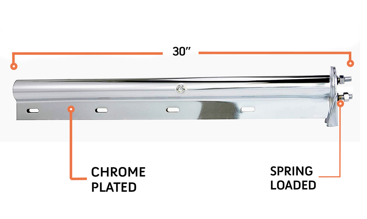 TORQUE Chrome Mud Flap Hanger Pair 30 Inch Straight Angled